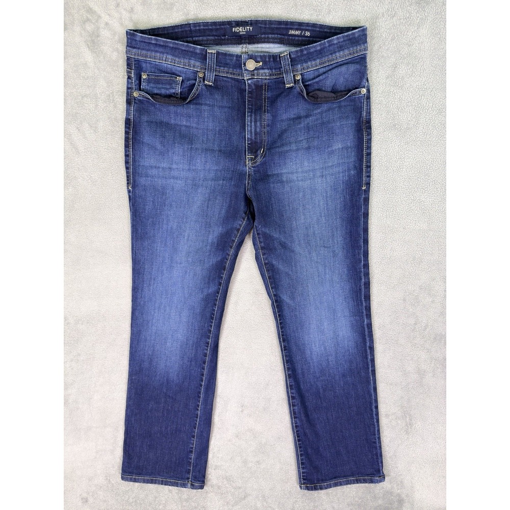 Fidelity Denim Jeans Mens 36x30 Blue Straight Slim Jimmy Dark Wash Stretch